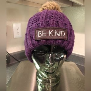 Be kind purple Pom Pom beanie C. C